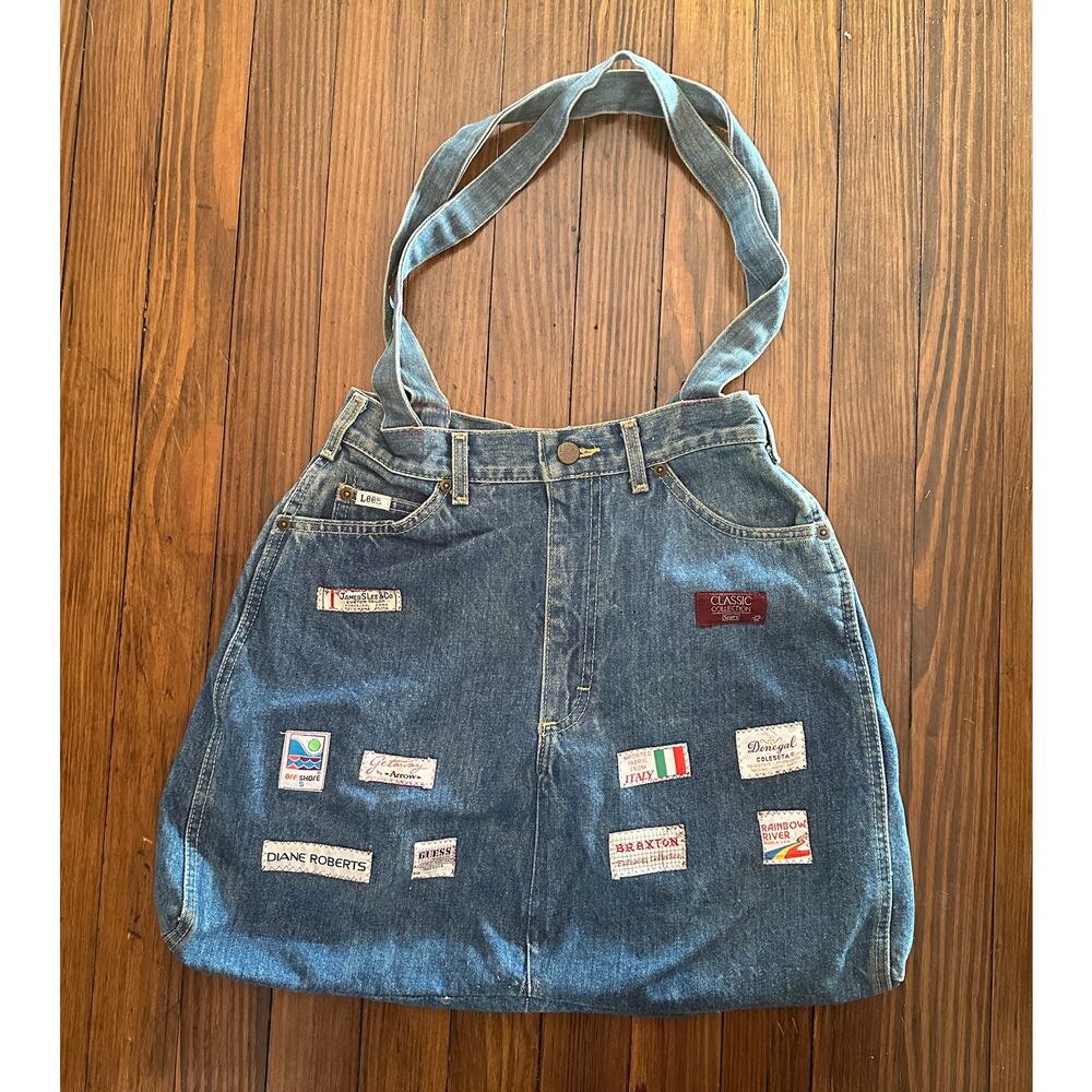 *sold* Vintage Handmade Denim / Lee Jeans Tag Patchwork Bag Tote